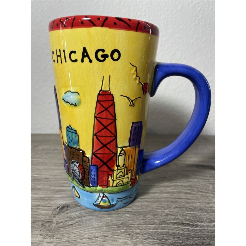 Collector's LUKE-A-TUKE Chicago 3D Skyline Design Coffee Cup Mug 6 1/4”